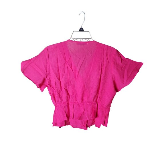 Active USA Womens Pink Wrap Blouse Top With V-Neck & Button Closure Medium - Picture 2 of 3